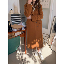 5siss 2022 Winter new Korean version Temperament 100 Lap Clip Cotton Medium Long Suit Collar Coats Coats Coats