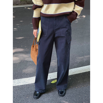 5siss American retro straight mopping overalls womens early autumn new casual high-waisted crotch wide-leg pants trendy