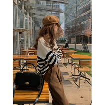5siss temperament minimalist stripe 100 hitch bottom stitch undershirt female winter Korean version round collar covered head sweater wool blouse