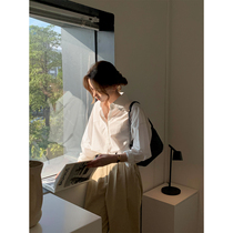 5siss Stack Wearing 100 Lap Minimalist Casual Little Crowdshirt Woman Early Spring Temperament Loose Long Sleeve Cotton Lining Clothing