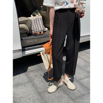 5siss summer thin broad leg suit female Korean high waist straight tube casual pants with a slim ninety - point pants