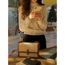 5siss Korean version 100 hitch a half height lead fake two knit cardiovert womens temperament lace lace inset blouse sweatshirt