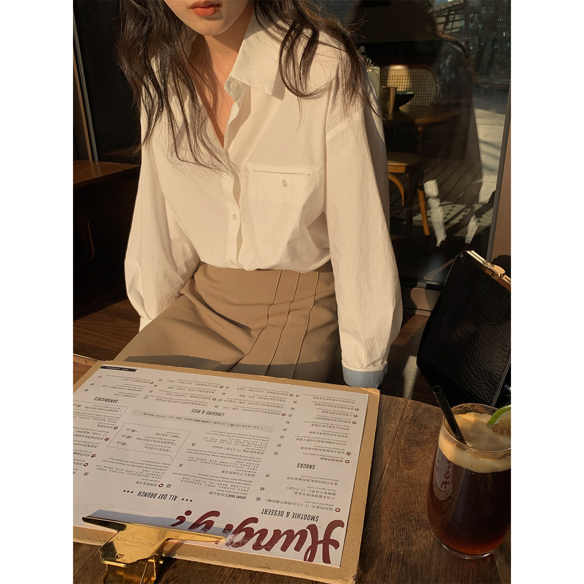 5siss simple Korean style solid color shirt women's 2022 winter new niche design long-sleeved all-match shirt