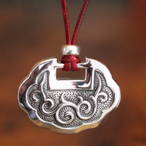 Guquan silver home diy pendant 999 sterling silver handmade auspicious cloud wishful silver lock adult baby hundred home lock long life Lock