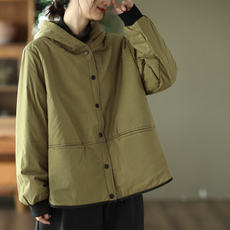 Женская утепленная куртка 品牌牛货清仓高端尾货复古棉服小棉袄女宽松休闲夹棉加厚连帽外套 OTHER