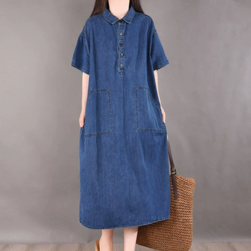 Брендовая хлопковая рубашка, платье, японские и корейские, короткий рукав