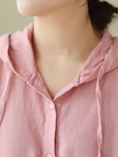 Clearance Bargain~ Japanese Style Original Cotton and Linen Trench Coat for Women, Loose Long Sunscreen Linen Hooded Long Sleeve Cardigan