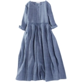 Японская длинная юбка, платье, оверсайз, из хлопка и льна