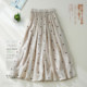 Clearance pick up leaks ~ Japanese original single cotton and linen skirt women's large swing high waist double layer ramie linen a-line polka dot long skirt