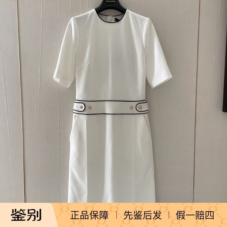 Louis Vuitton New White Dress with Waistband Design