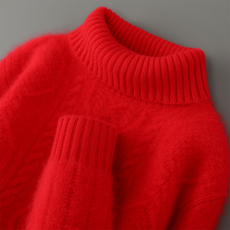 2025 New Year's Autumn and Winter Thickened Turtleneck Wool Sweater, Loose Pullover Red Sweater, Zodiac Year Knitted Base Shirt
