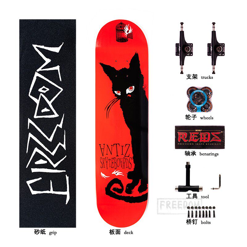 Antiz French import skateboard professional novice assembly board Zhang Yan Qi Cheng Xiao with the same double-up action board