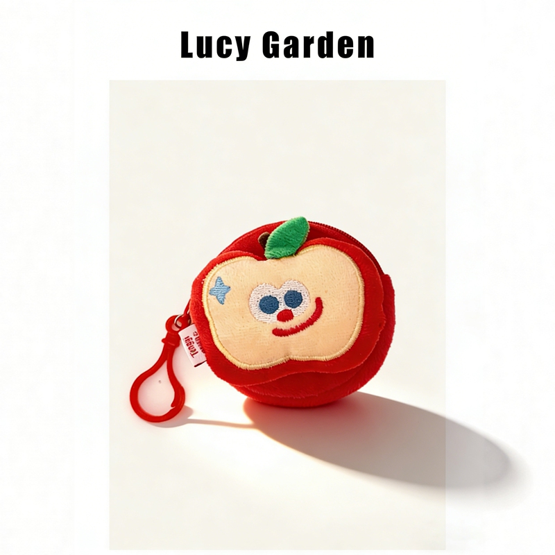 Cute Apple Earphone Case Pendant Coin Purse Girly Cartoon Keychain Creative Gift Doll Decoration