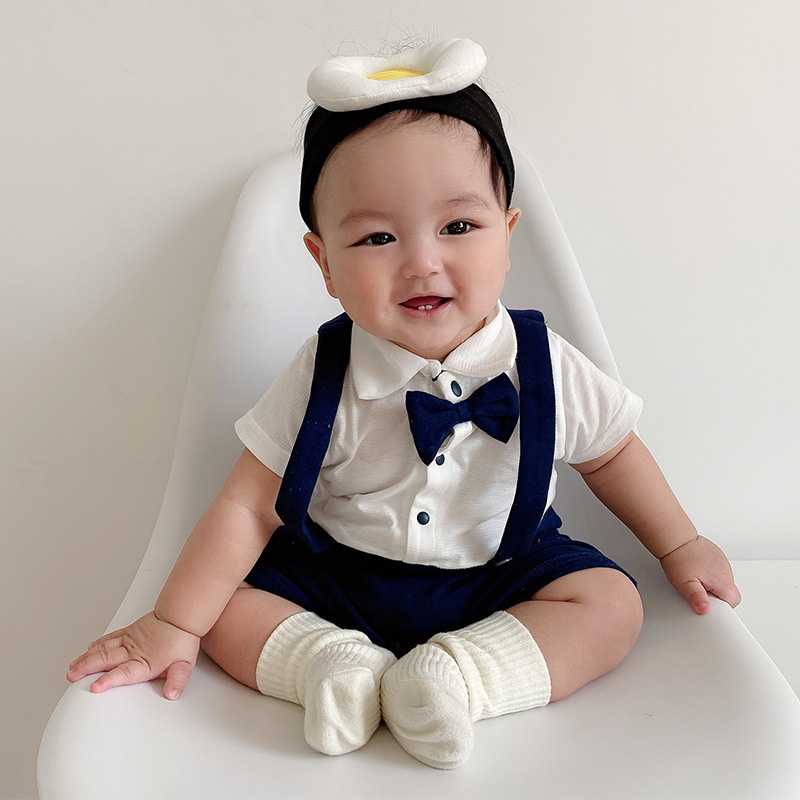 Baby's first year of summer 100 days Summer grabbing on the gown The male baby is full of six months and eight-thin-style male pagoda