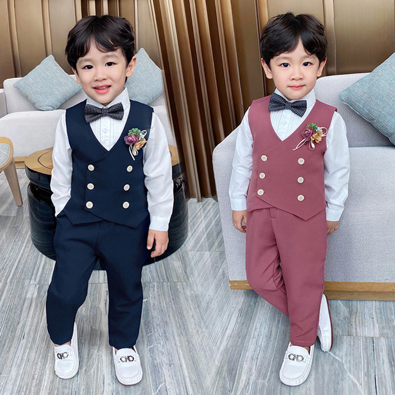 Flower boy boy dress suit one-year-old boy's birthday children's spring and autumn small suit Korean suit boy host