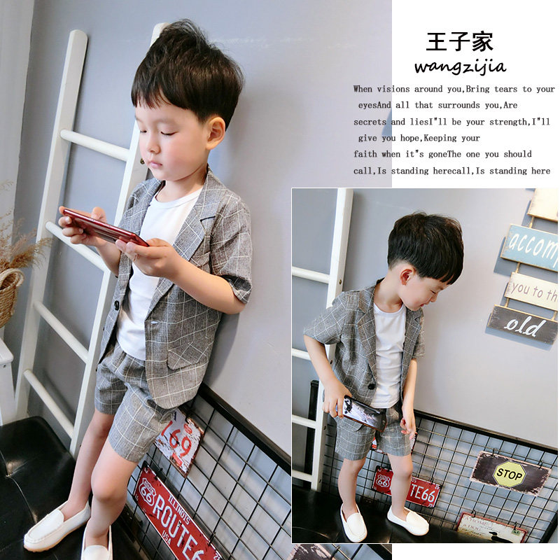 Boys suits summer dresses children's suits casual suits summer small suits three-piece one-year-old male treasure British style