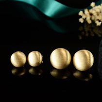 Wei Jia heavy gold hemisphere brushed matte European and American simple fashion gold 18K gold big earrings earrings