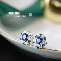 Weis Qionghua natural high-quality Sapphire about 1 karat diamonds 18K platinum earrings earrings