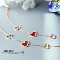 Baogourd upgraded version ~ QL design Natural Red chalcedony 18K gold rose gold group Diamond small bracelet