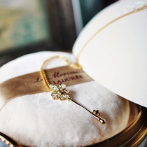 Wei JiaLily of the Valley iris~set with natural diamonds 11 points 18k gold exquisite key pendant necklace