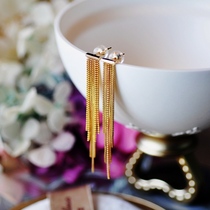  Wei JiaHuanxisha selected temperament tassels 18K gold long earrings earrings earrings