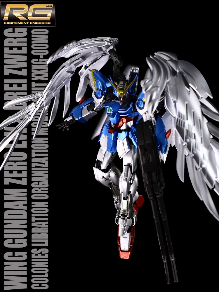 Thousand hands Bandai metal coloring RG17 Angel flying wing zero Gundam hair loss EW edition steel bomb assembly model gift