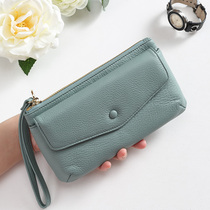  Leather wallet womens long niche design cowhide mother zipper coin purse Mobile phone handbag simple clutch