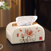 New Chinese style living room paper box home hotel restaurant napkin box high-end tea table Zen decorative ornaments tissue box