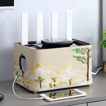 New Chinese-style router storage box light cat rack home living room TV cabinet power cord row plug cable management box