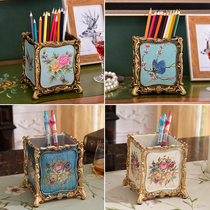 European retro pen holder home daily necessities office supplies study room practical luxury ornaments creative fashion storage box
