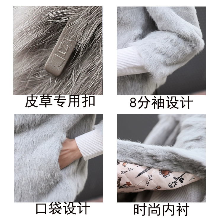 Thời trang đông 2018 mới sang trọng toàn bộ da lông thỏ ngắn cộng với áo khoác cotton nữ được khuyến mãi mỏng