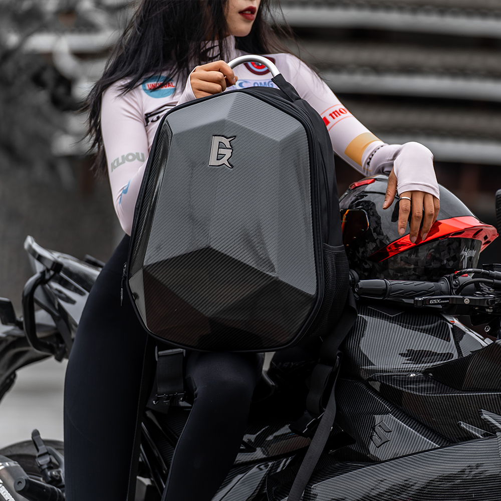 Motorcycle Riding Backpack Double Shoulder rider Locomotive Bag Men's Brigade Hard Shell Helmet Bag Computer Bag Carbon Fiber Texture Woman-Taobao