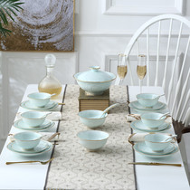 There are fish every year. Jingdezhen ceramic shadow tableware is not hot dishes and dishes.