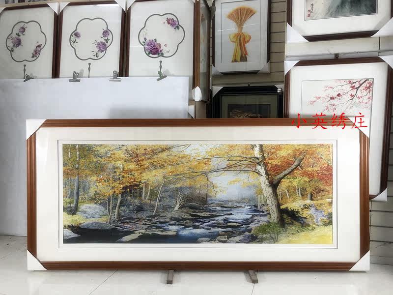 Pure handmade new boutique Suzhou embroidery painting Su embroidery finished product hanging painting Xuanguan decoration painting 60160 golden autumn scenery