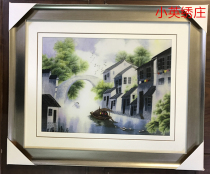 Pure handmade new boutique Suzhou embroidery painting Su embroidery finished hanging painting porch decorative painting 3040 water town