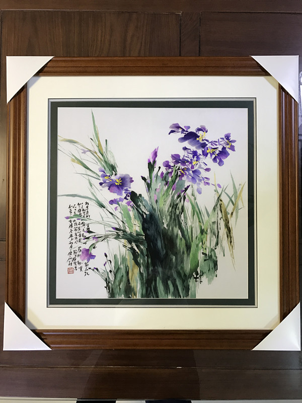 Pure handmade new boutique Suzhou embroidery painting Su embroidery finished product hanging painting Xuanguan decoration painting 5050 Lanflowers