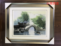 Pure handmade new boutique Suzhou embroidery painting Su embroidery finished hanging painting porch decorative painting 3040 water town