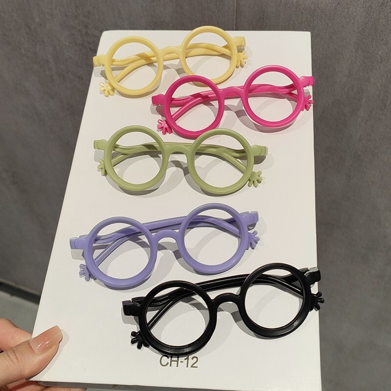 Baby Glasses Frame with Concave Shape, Baby Toy Glasses Frame for Photo Decoration, Candy-Colored Glasses for Boys and Girls Without Lenses