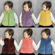 Baby plush vest zipper shirt autumn and winter out warm casual children high neck vest