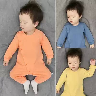 Baby jumpsuit Autumn and winter oblique lapel belly protector Thermal cotton boneless newborn toddler baby pajamas Romper Baby clothes