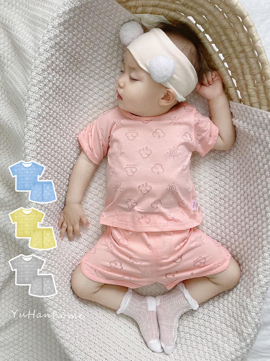 Baby pajamas summer thin ice silk rayon short-sleeved shorts casual air-conditioned clothes infant home clothes set