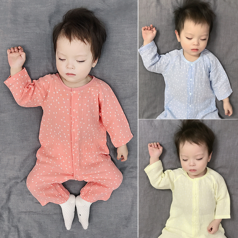 Baby clothes autumn 0 thin long-sleeved 3 Gauze Japanese climbing clothes 6 pure cotton newborn pajamas baby jumpsuit