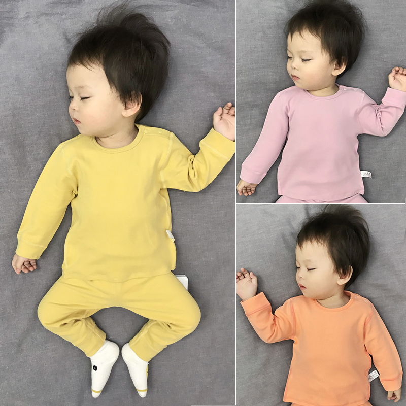Baby autumn clothes sanitary pants set Boneless pullover thermal cotton warm Korean version of 1-3 years old infant autumn suit