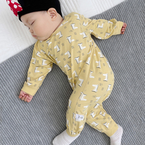 Baby pajamas spring and autumn thin super cute home leisure boneless belly Belly Belly hem clothes climbing clothes to kick baby jumpsuit