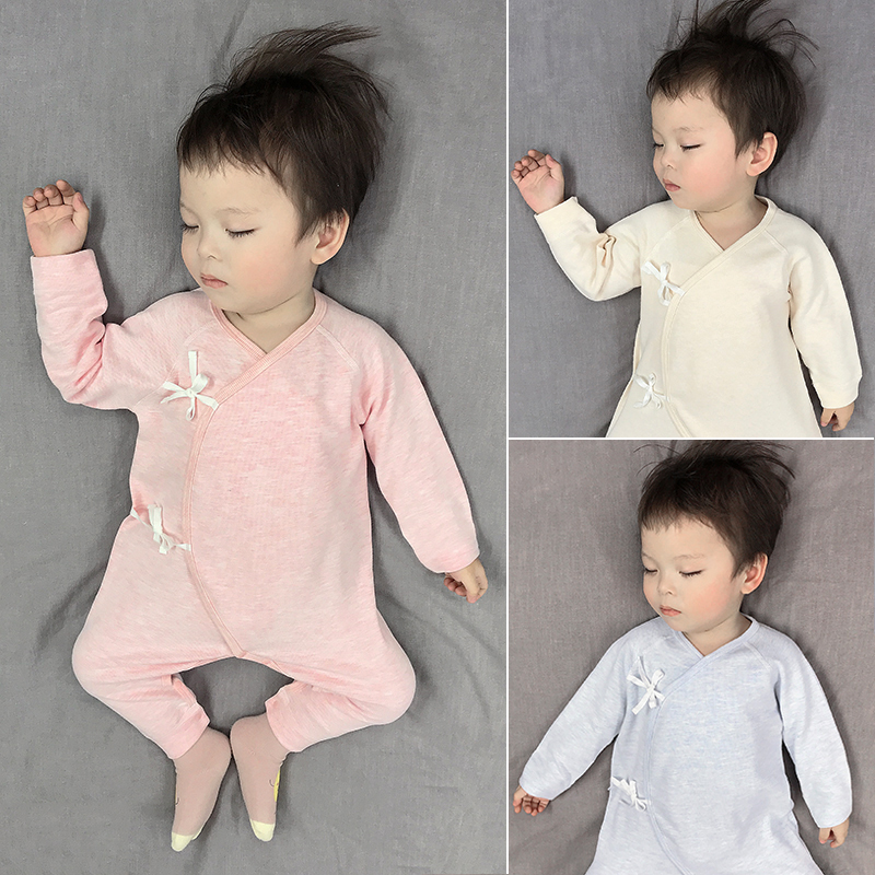 Newborn Baby Clothes Spring Autumn Monk Clothes Without Bone Color Cotton Warm Sleeping Clothes Baby Conjoined Newborns Climbing Clothes