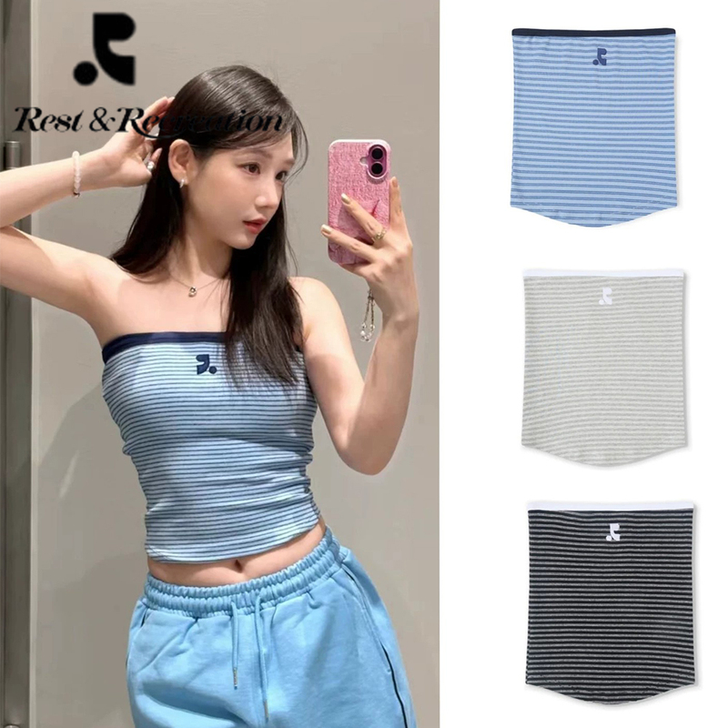 [Buy from Korea] Restandrecreation Color-Block Striped Tube Top Women's 26 Hot Girl Short Top