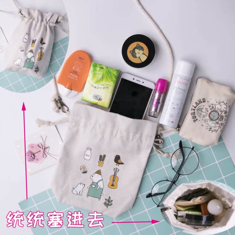 Thu đông 2018 dễ thương Sen túi nhỏ Messenger túi nữ lười gió vải túi đeo vai mini túi điện thoại di động cặp đeo chéo nam