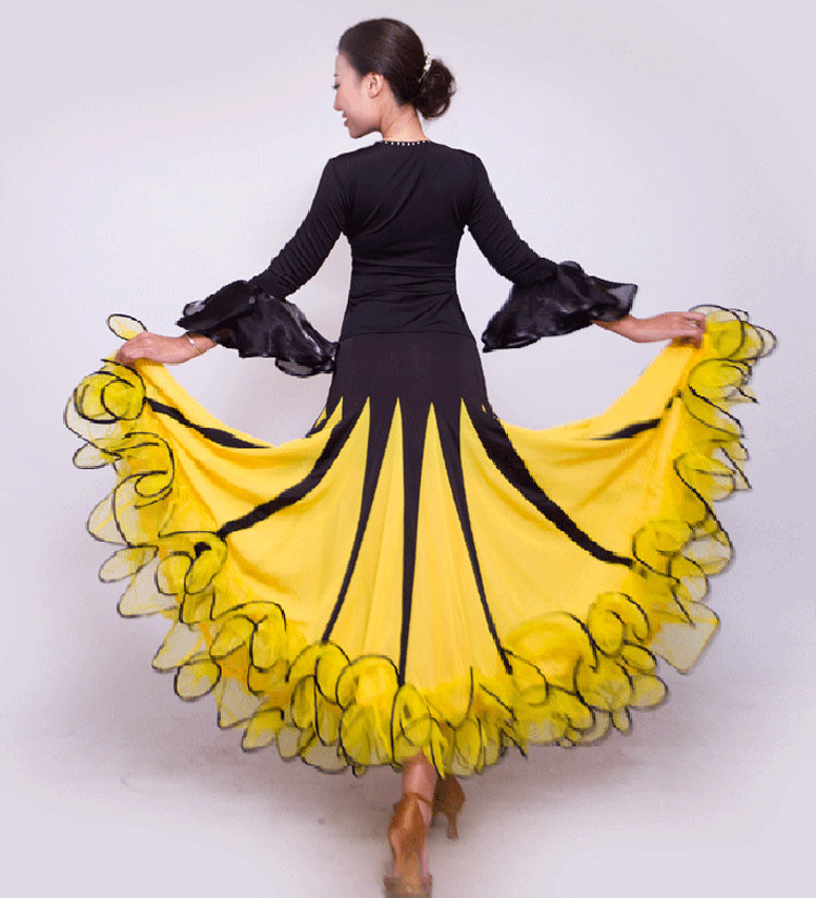 New modern dance National standard dance Social dance Dance skirt swing skirt Waltz dance long skirt Chiffon yarn