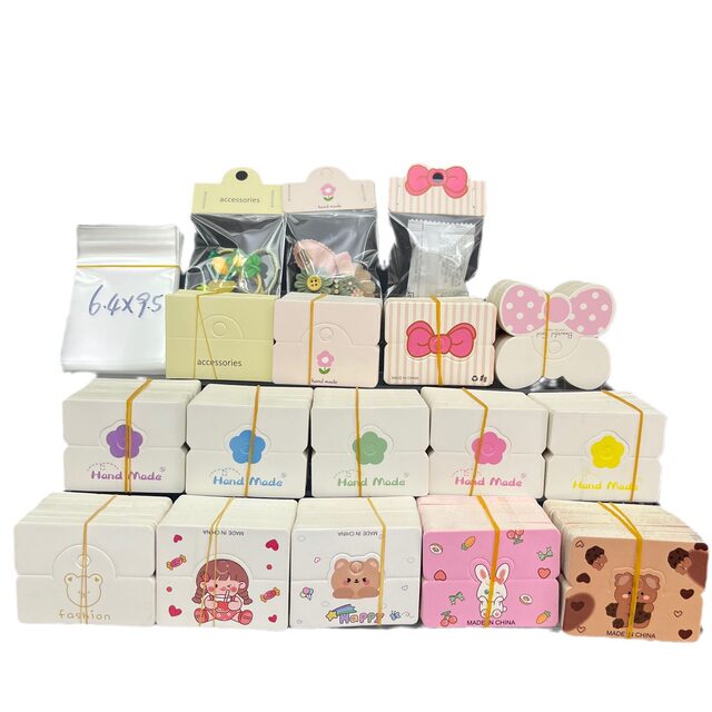 100 jewelry department store snack packaging small fold card head card 6.4cm handmade diy hairpin hangtag card paper