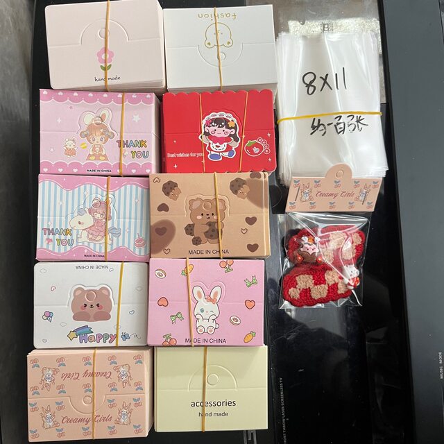 Medium size 8MM folded with hanging head packaging card head 8*6cm jewelry card diy accessories hang tag cardboard bag